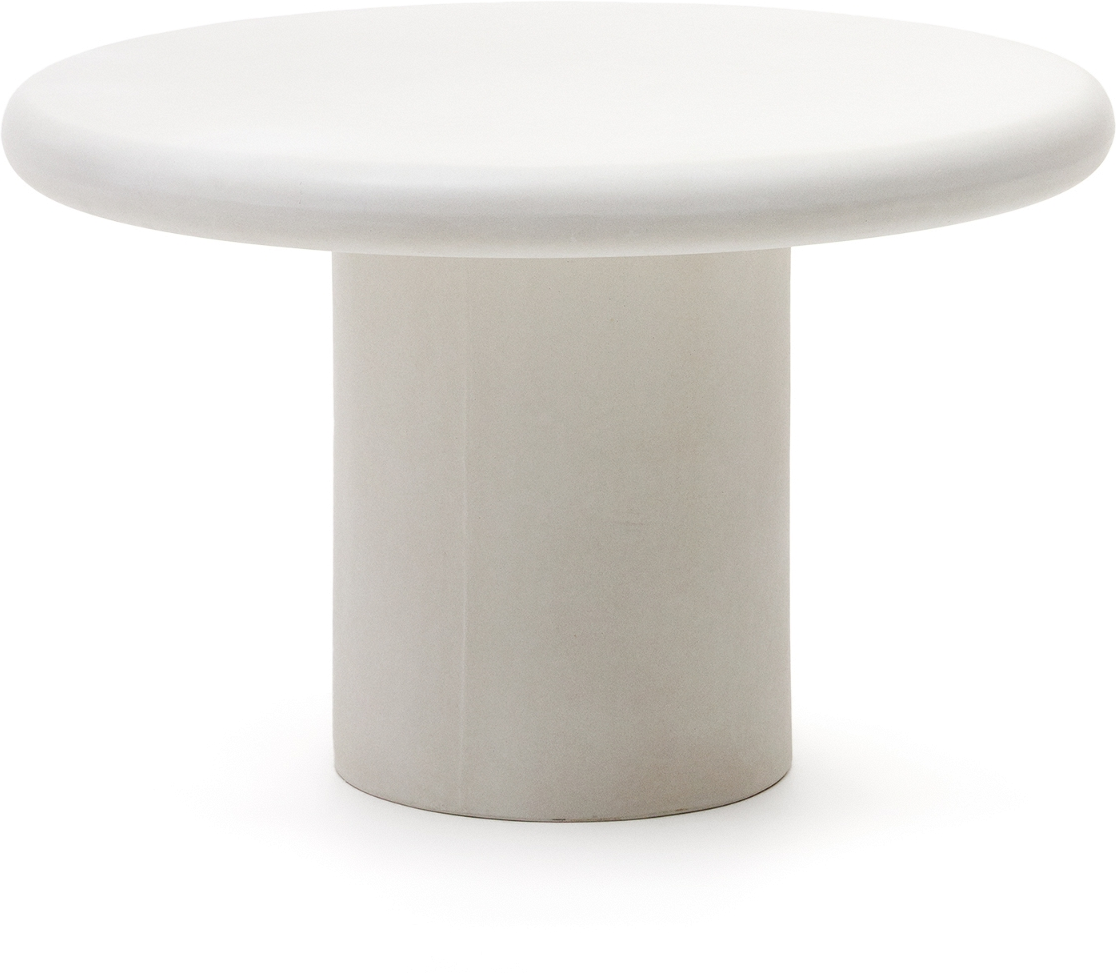 Rundt Udendørs Spisebord Kave Home Addaia Hvid Fibercement ø120 H76