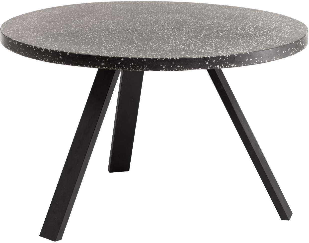 Rundt Udendørs Spisebord Kave Home Shanelle ø120 Sort Terrazzo Galvaniseret Stål
