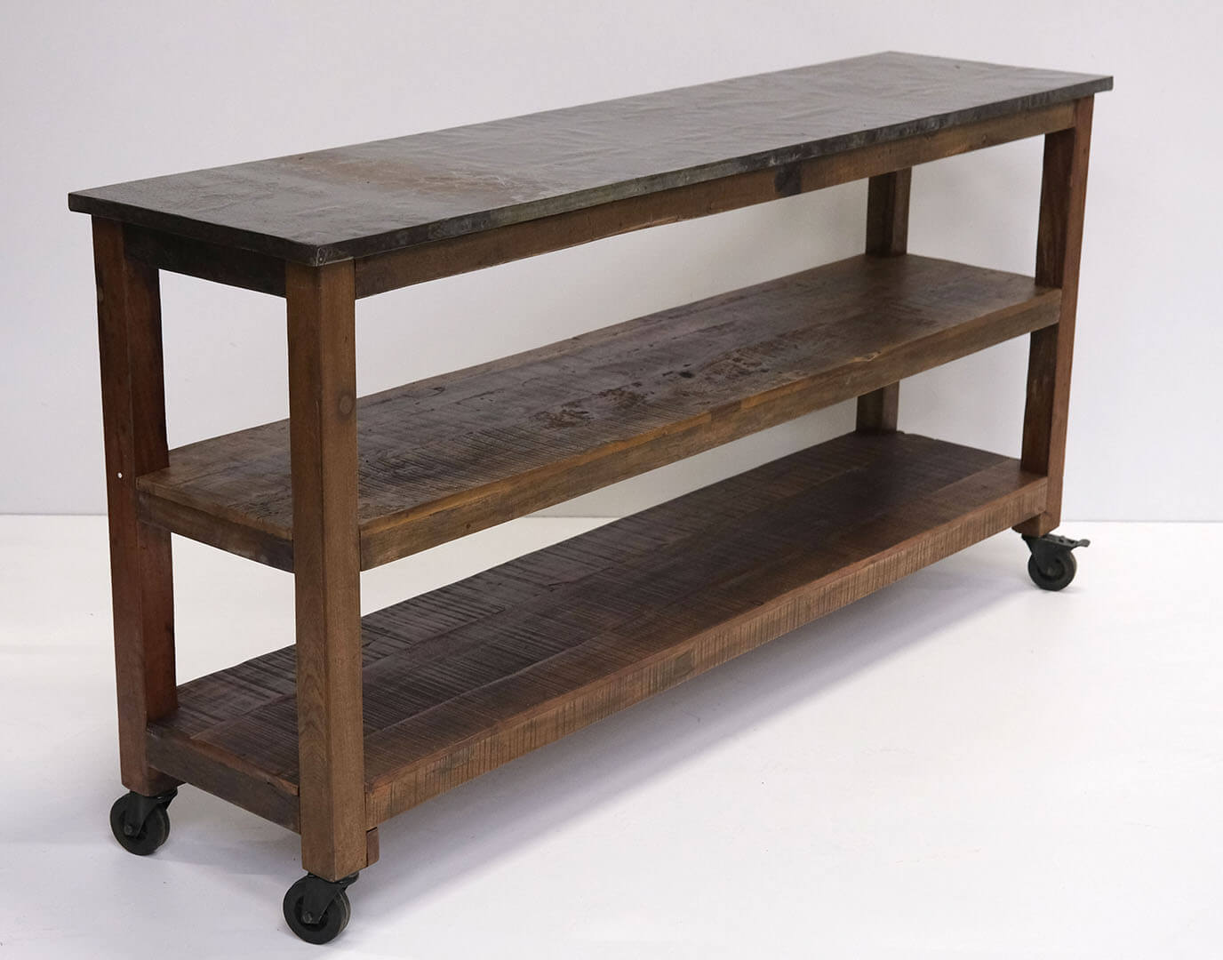Rustik Konsolbord Med Metaltop Reol