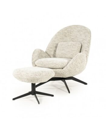 Ryan Lænestol Med Skammel Drejefod Boucl Polyester H86 Sort Beige