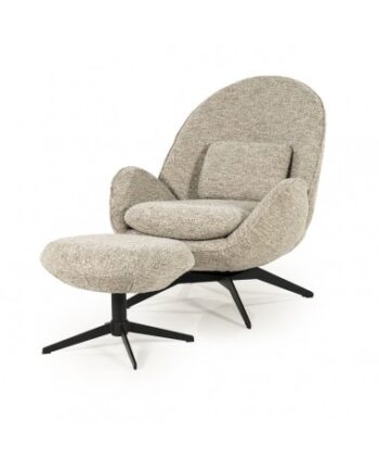 Ryan Lænestol Med Skammel Drejefod Boucl Polyester H86 Sort Taupe