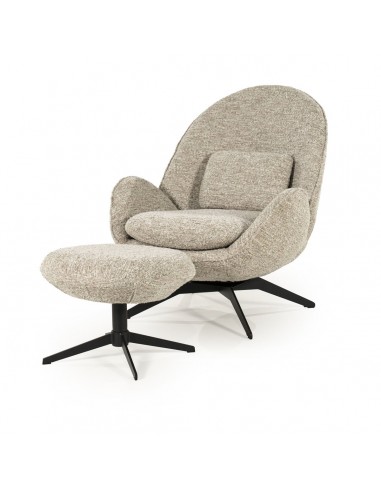 Ryan Lænestol Med Skammel Drejefod Boucl Polyester H86 Sort Taupe
