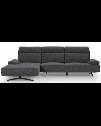 Salli Venstrevendt Chaiselong Sofa Stål Polyester 304 176 Sort Mørkegrå