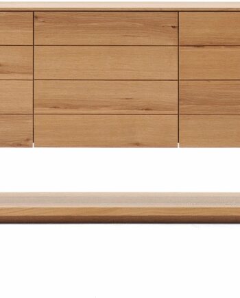 Skænk Kave Home Alguema Moderne Nordisk Natur Mdf Med Egetræsfiner Tre Skabe Med Push Open Blød Lukning 151x40x74