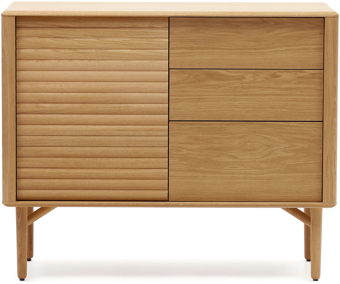 Skænk Kave Home Lenon Massiv Finr Natur Moderne Nordisk Design Med Låge Skuffer