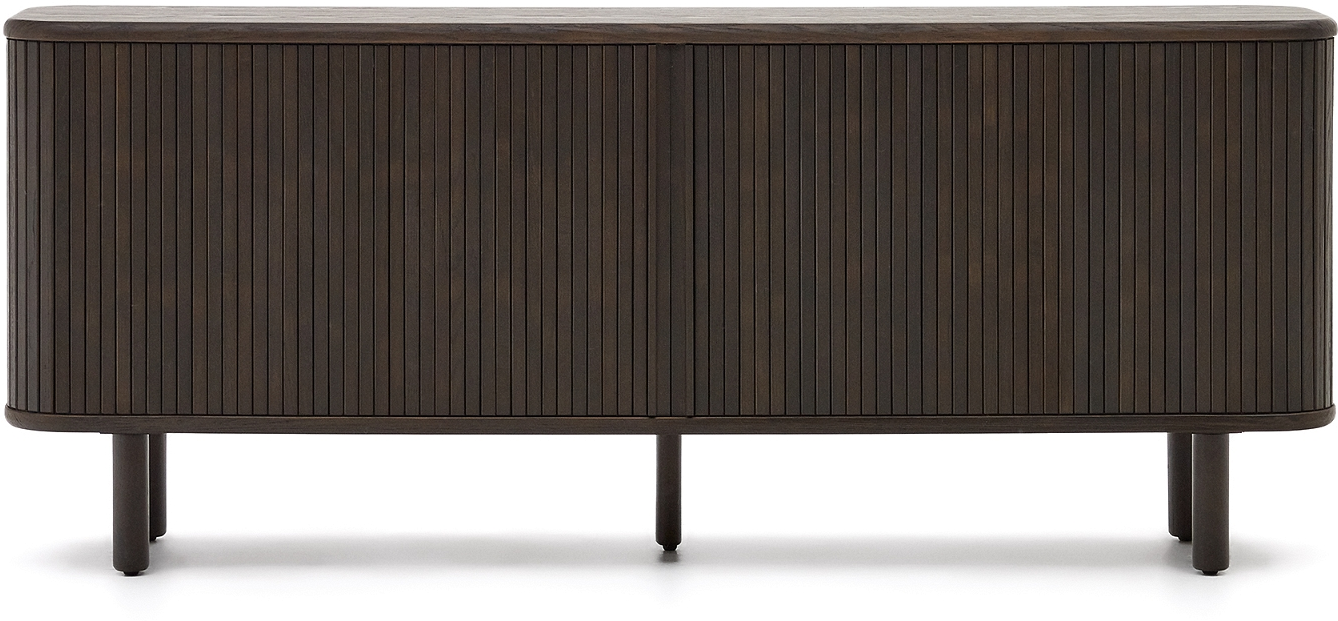 Skænk Kave Home Mailen 180x40x75 Sort Rustik Kolonial Med Trælameller Anti Tilt