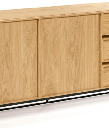 Skænk Kave Home Taiana 160x42x78 Egefiner   Stålramme Med Soft Close Moderne Nordisk Design