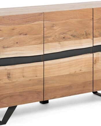 Skænk Kave Home Uxia Massivt Akacietræ Sort Metal Rustik Industriel Sideboard 14843