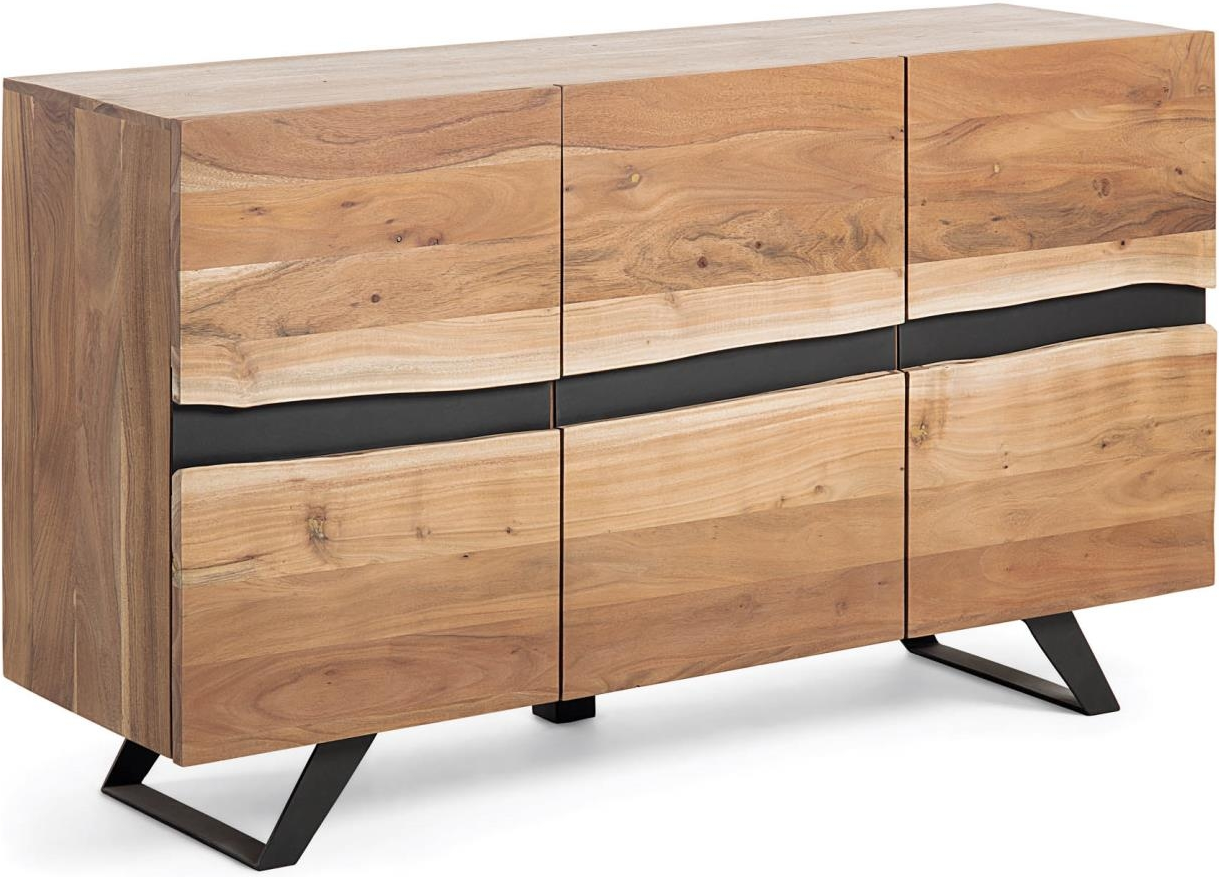 Skænk Kave Home Uxia Massivt Akacietræ Sort Metal Rustik Industriel Sideboard 14843