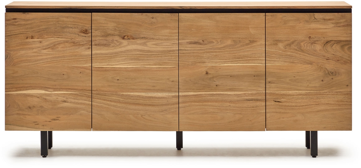 Skænk Kave Home Uxue Massivt Akacietræ Natur Sort H88xb40xl200