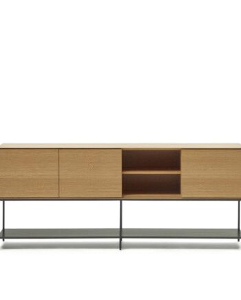 Skænk Kave Home Vedrana Sideboard Egetræsfinr Stål Med Mat Antracit Ben 195x40x80