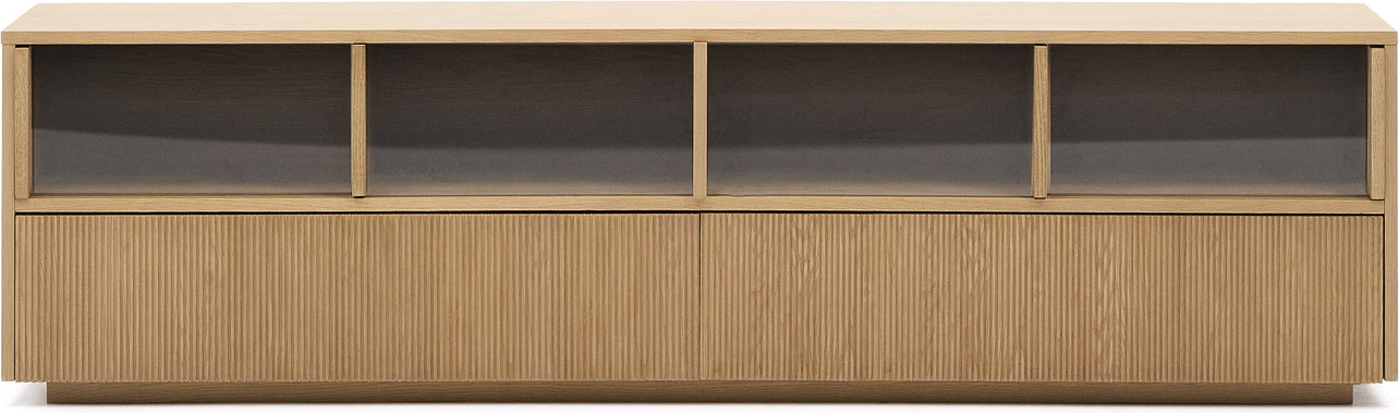 Skænk Møbel Kave Home Helvine 200x40x54 Egetræsfiner Hærdet Glas