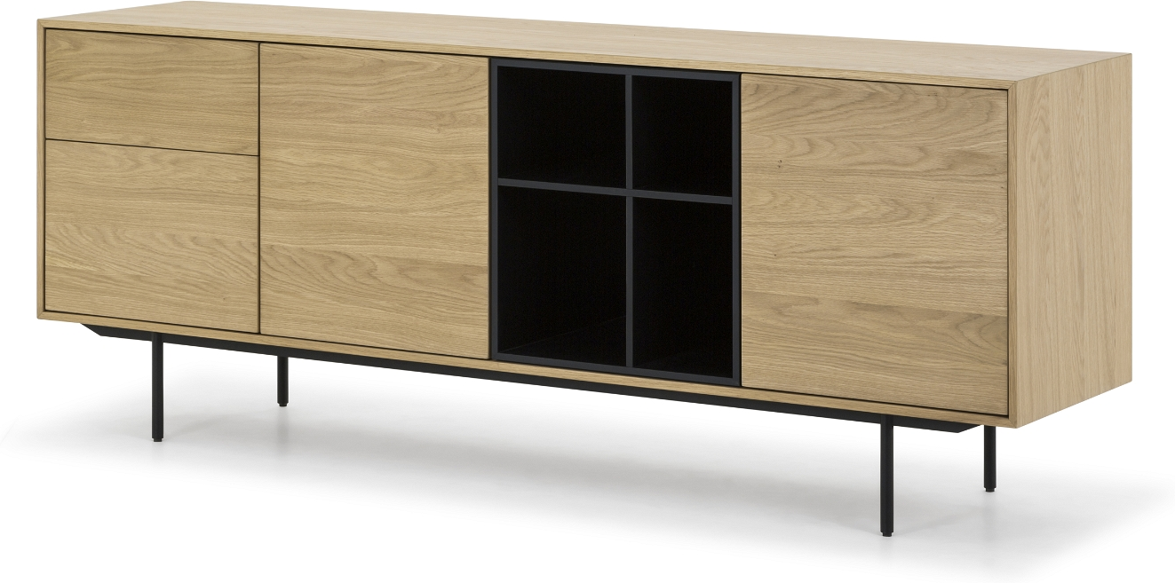 Skænk Nielsen Design Hasseris Natur Egetræsfiner Folie Pulverlakeret Stål 190x45x74