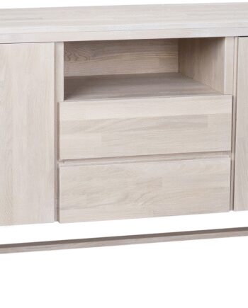 Skænk Rowico Brooklyn 160x45x80 Hvidkalket Olieret Egetræ Med Push Open   Soft Close