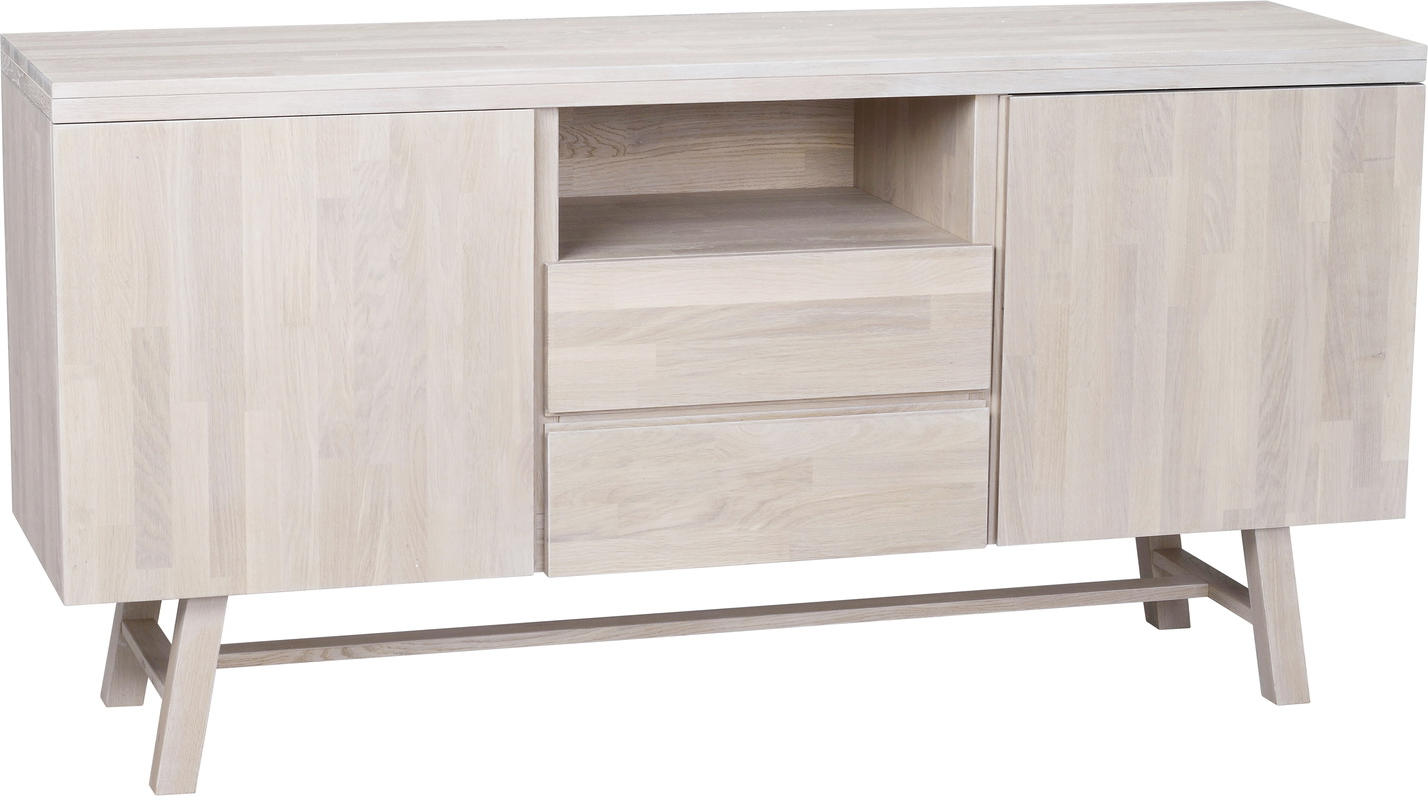 Skænk Rowico Brooklyn 160x45x80 Hvidkalket Olieret Egetræ Med Push Open Soft Close