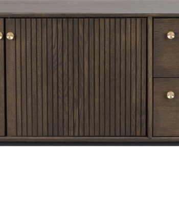 Skænk Rowico Clearbrook Brunlakeret Egetræsfinr Med Sorte Metalben Justerbare Hylder H75xb160xd42