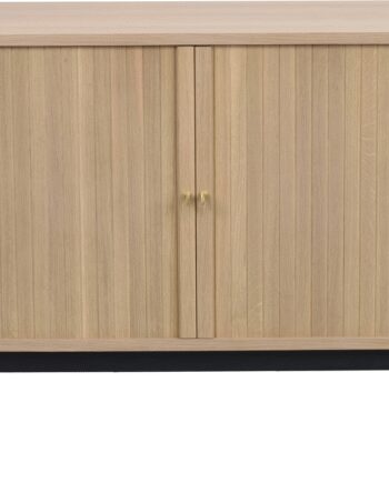 Skænk Rowico Haddington Sideboard Hvidkalket Egetræ Med Sorte Metalben Flytbare Hylder 142x45x71