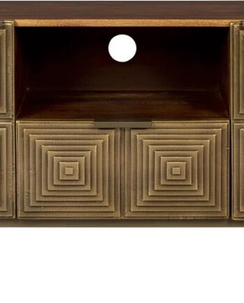Skænk Sideboard Dutchbone Volan Gråbrunt Mangotræ Med Art Deco Skuffer Pulverlakerede Jernben 135x60x40