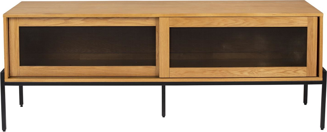 Skænk Zuiver Hardy Natur Egetræsfiner H60xb160xd45 Stålstel Metalnet Skydedøre