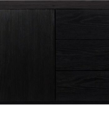 Skænk Zuiver Travis Mid Century Modern Kulsort Egefiner Sort Pulverlakeret Stål H70 5x180x45