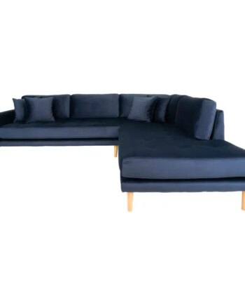 Sofa Højrevendt Blå Velour Med Fire Puder Hn1005 åben Ende 1301403