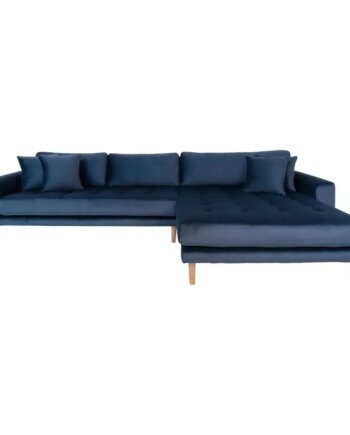 Sofa Højrevendt Mørkeblåt Velour Med Fire Puder Hn1005 1301183