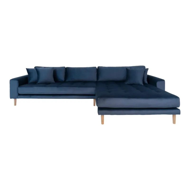 Sofa Højrevendt Mørkeblåt Velour Med Fire Puder Hn1005 1301183