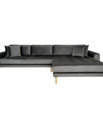Sofa Højrevendt Mørkegrå Velour Med Fire Puder Hn1013 1301186