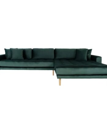 Sofa Højrevendt Mørkegrøn Velour Med Fire Puder Hn1006 1301185