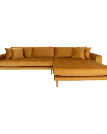 Sofa Højrevendt Sennepsgul Velour Med Fire Puder Hn1004 1301184