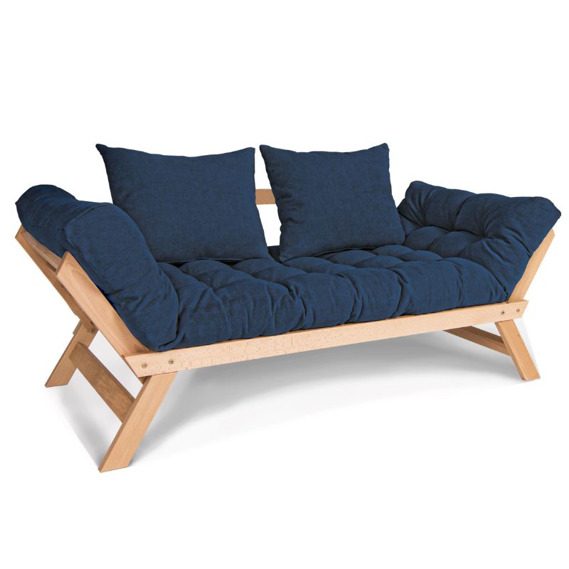 Sofa Med Foldbare Sider Bøgetræ 170x83x80 Flere Farver Ubehandlet Blå
