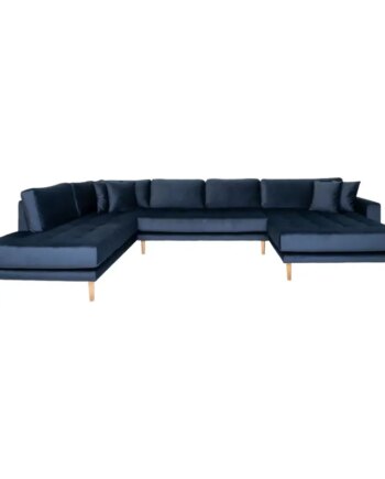 Sofa Med åben Ende Højrevendt Mørkeblå Velour Med Fire Puder Hn1005 åben Ende 1301453