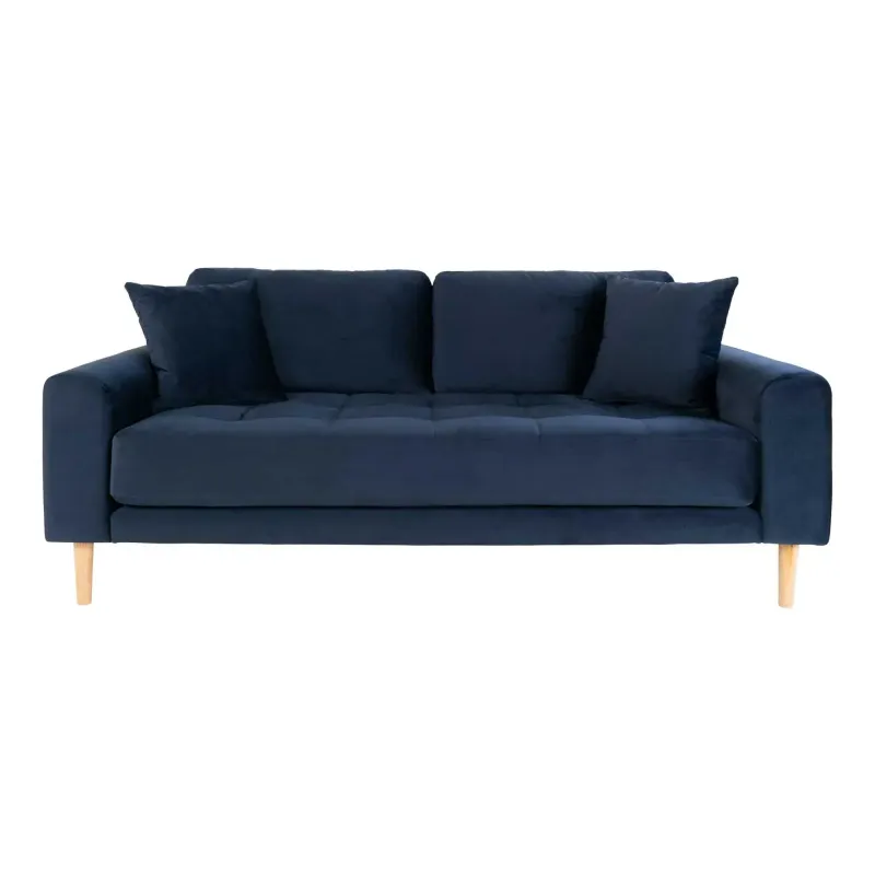 Sofa Mørkeblåt Velour Med Puder Hn1005 1301433