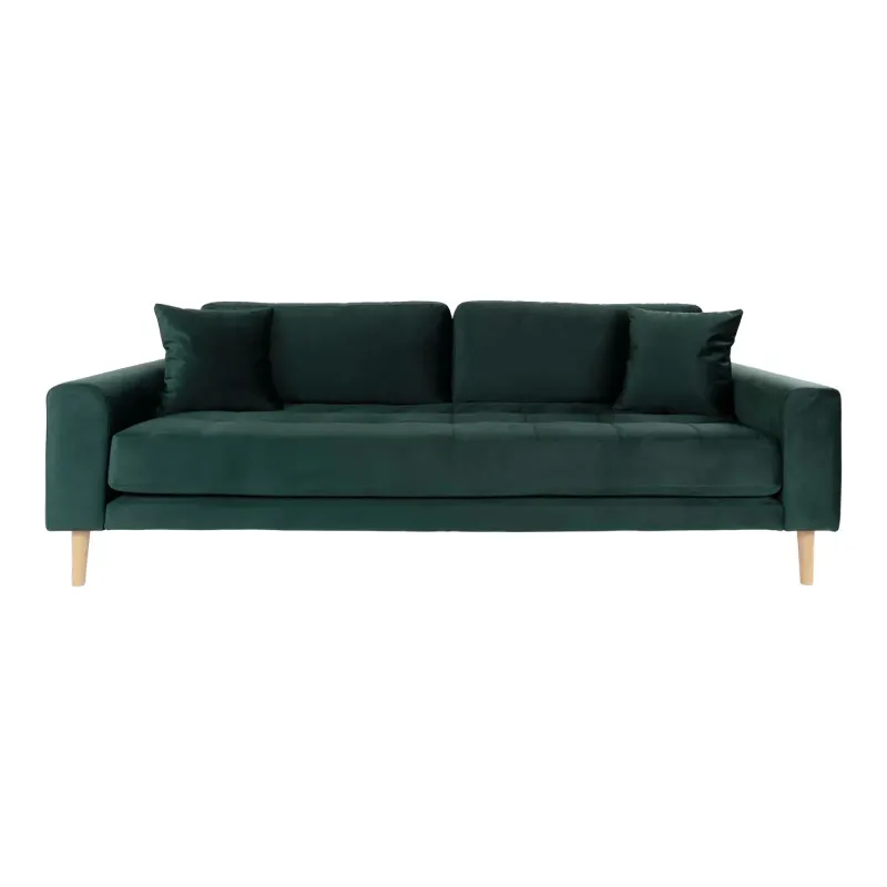 Sofa Mørkegrønt Velour Med Puder Hn1006 1301445