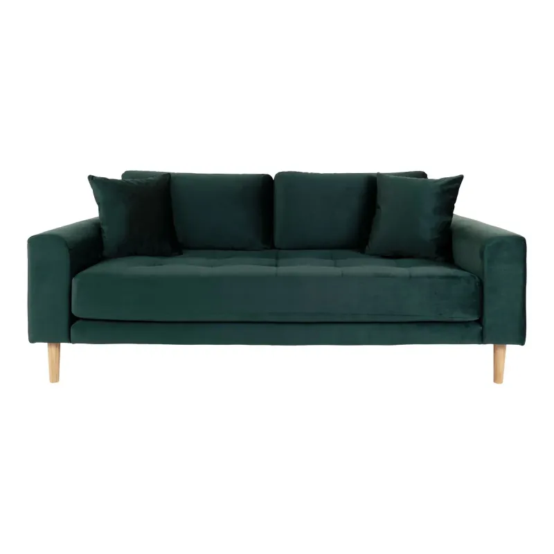 Sofa Mørkegrønt Velour Med Puder Hn1006 1301435