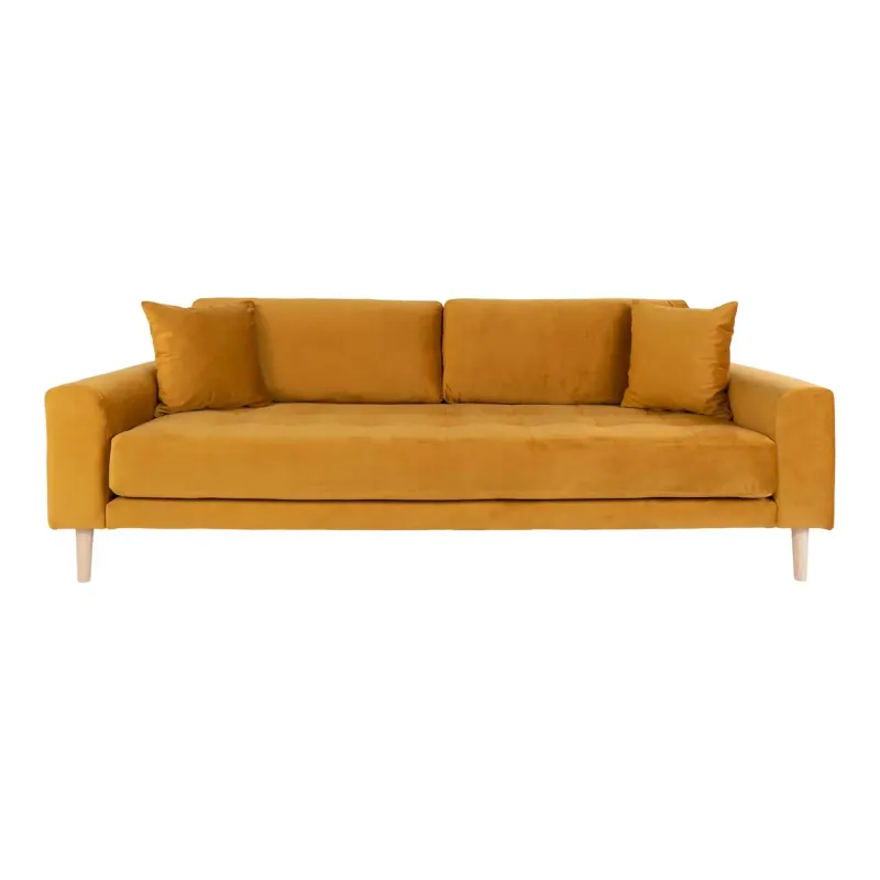 Sofa Sennepsgult Velour Med Puder Hn1004 1301444