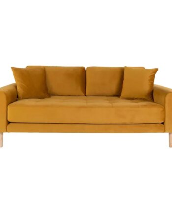 Sofa Sennepsgult Velour Med Puder Hn1004 1301434