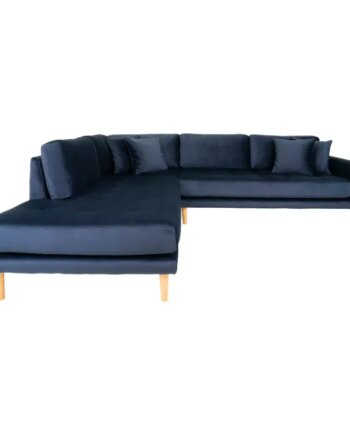 Sofa Venstrevendt Blå Velour Med Fire Puder Hn1005 åben Ende 1301413