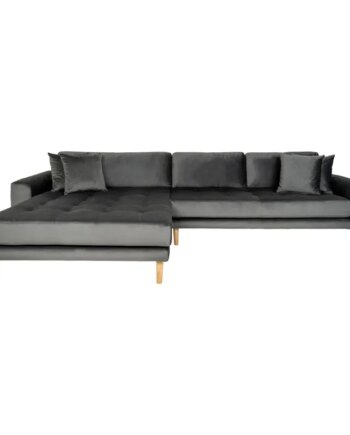 Sofa Venstrevendt Mørkegrå Velour Med Fire Puder Hn1013 1301196
