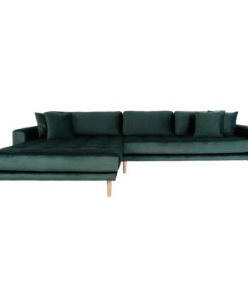 Sofa Venstrevendt Mørkegrøn Velour Med Fire Puder Hn1006 1301195