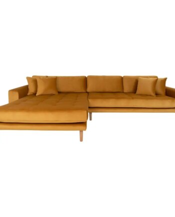 Sofa Venstrevendt Sennepsgul Velour Med Fire Puder Hn1004 1301194