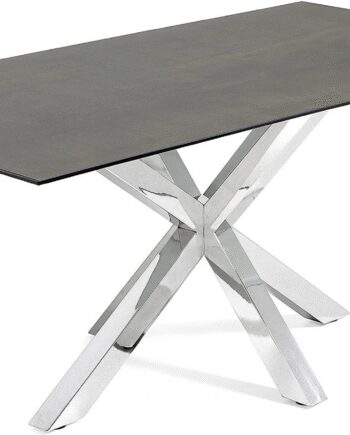 Spisebord Argo Fra Kave Home Porcelæn Stål 200x100 Grå Sølv