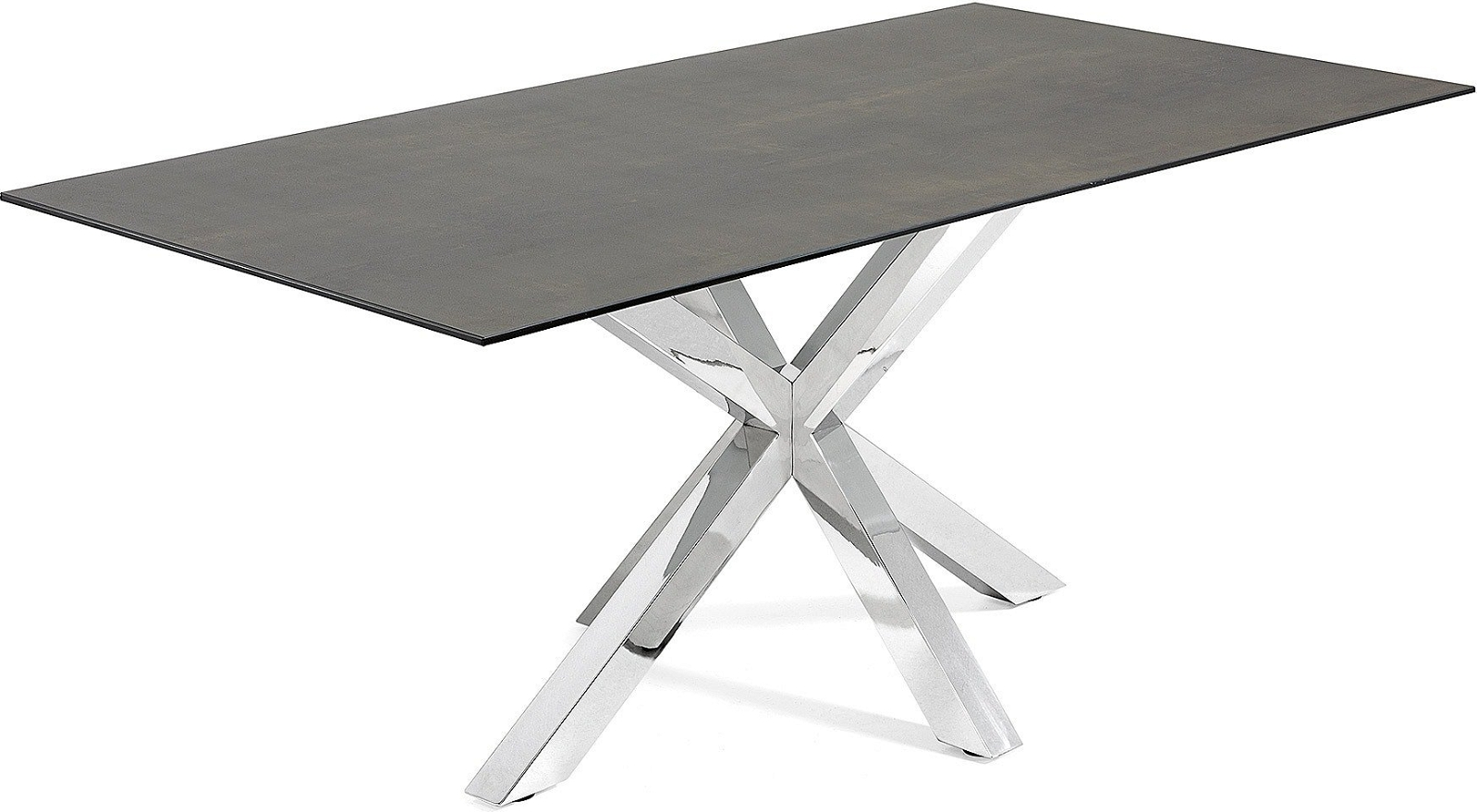 Spisebord Argo Fra Kave Home Porcelæn Stål 200x100 Grå Sølv