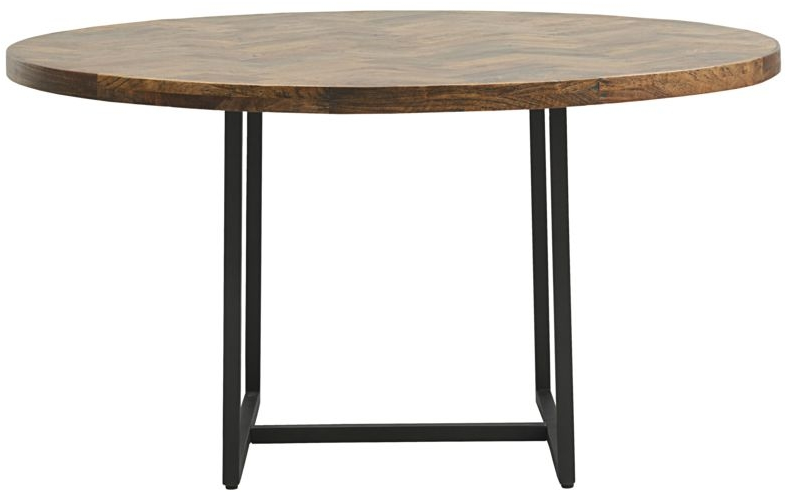 Spisebord House Doctor Kant Rund ø160 Mangotræ Sildebensdesign Sort Stålramme