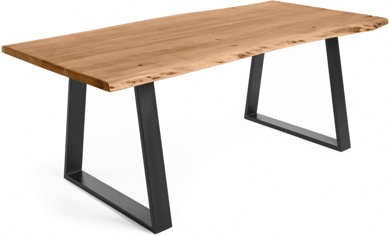 Spisebord Kave Home Alaia Rustik Industrielt Plankebord Massivt Akacietræ 160 Natur Sort