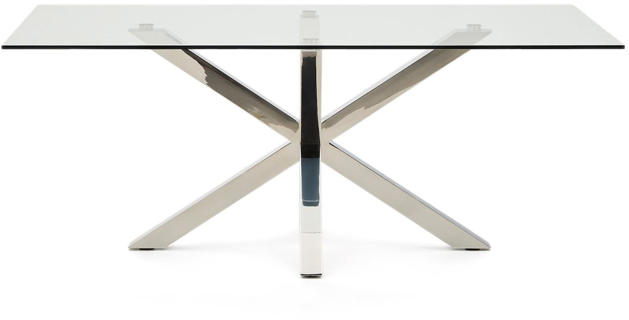 Spisebord Kave Home Argo Hærdet Glas Rustfrit Stål 200x100 Plads Til Personer