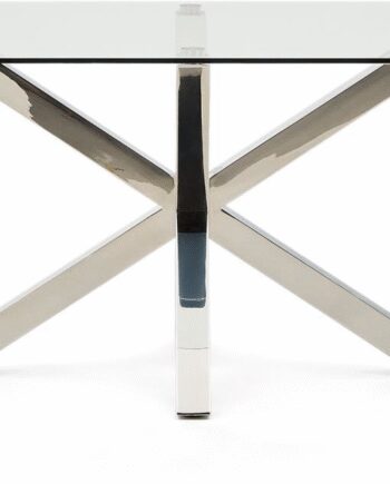 Spisebord Kave Home Argo 160x90x75 Hærdet Glas Bordplade   Rustfrit Stålstel Inkl Justerbare Fødder Moderne Klart Sølv