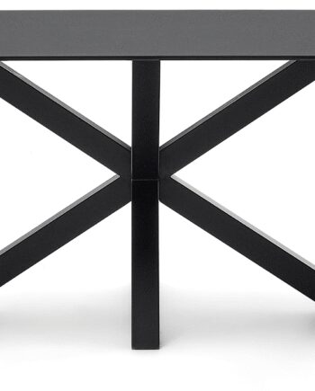 Spisebord Kave Home Arya 180100 Sort Hærdet Glas Anti Fingeraftryk Mat Pulverlakeret Stålben Justerbare Fødder Nordisk Design
