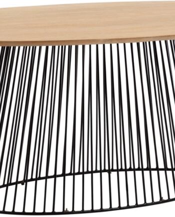 Spisebord Kave Home Leska Oval Massivt Mangotræ Mat Sort Metalstel 200x110
