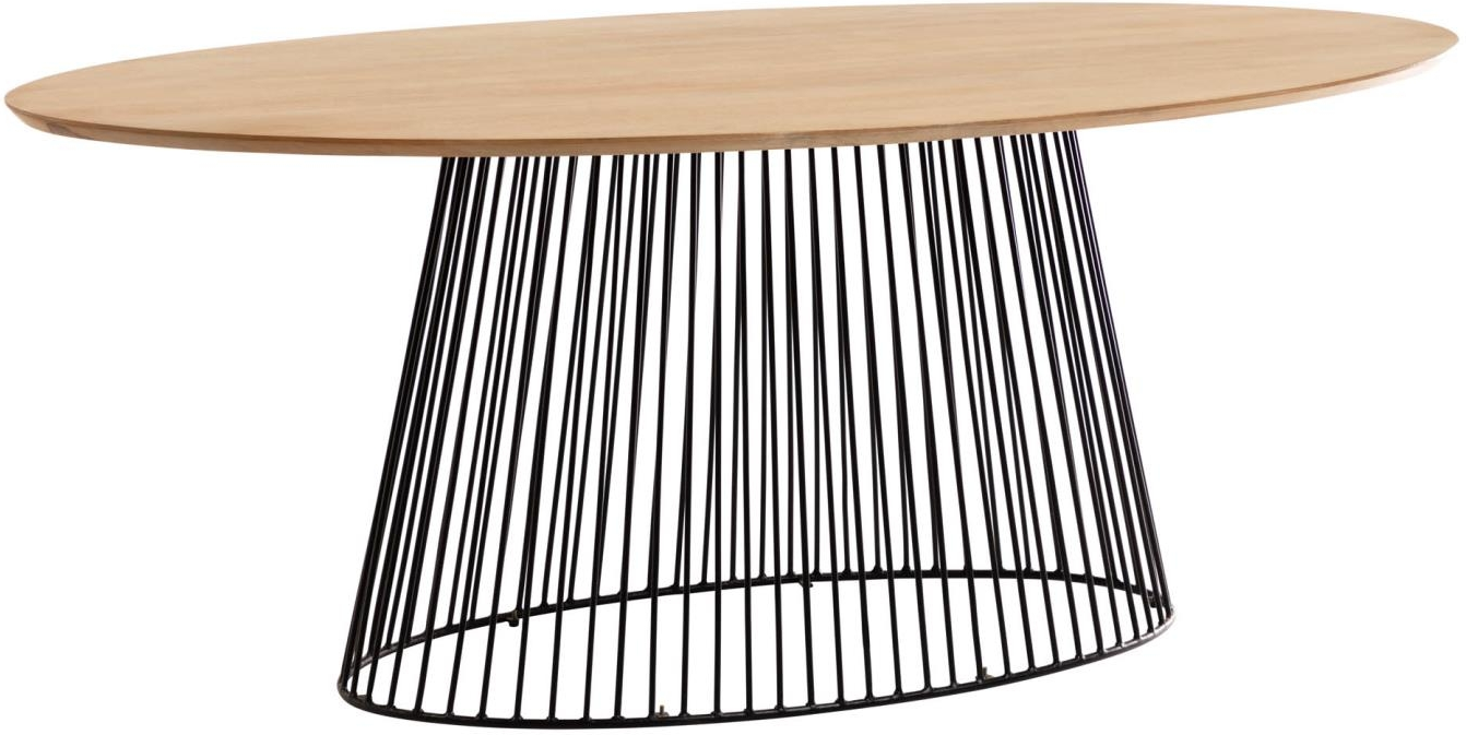 Spisebord Kave Home Leska Oval Massivt Mangotræ Mat Sort Metalstel 200x110